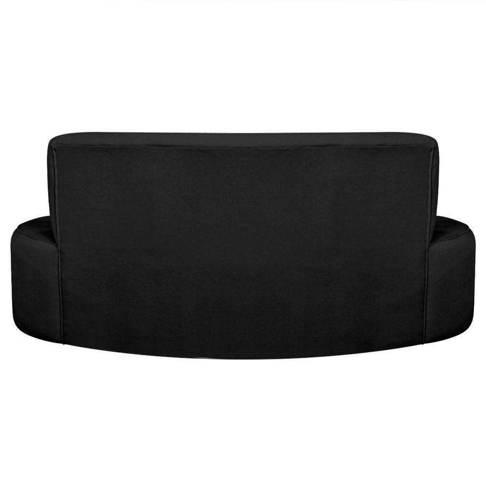 Kit Recamier Curvo Amsterdã 160cm E Poltrona Amore Luxo Linho Preto - 7