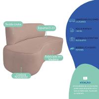 Kit Recamier Curvo Amsterdã 120cm E Poltrona Amore Luxo Linho Rosê