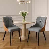 Cadeira De Jantar Estofada Verona Design Italiano Encosto Anatômico Com Base Metálica Reforçada - Cinza Escuro-caramelo - 5