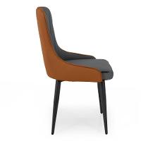 Cadeira De Jantar Estofada Verona Design Italiano Encosto Anatômico Com Base Metálica Reforçada - Cinza Escuro-caramelo - 6