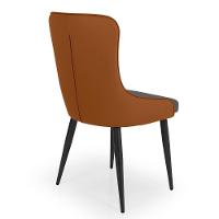 Cadeira De Jantar Estofada Verona Design Italiano Encosto Anatômico Com Base Metálica Reforçada - Cinza Escuro-caramelo - 7
