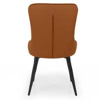 Cadeira De Jantar Estofada Verona Design Italiano Encosto Anatômico Com Base Metálica Reforçada - Cinza Escuro-caramelo - 8