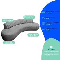 Divã Recamier Celeste Curvo Sala Estar Luxo 200cm Bouclé Cinza - 5