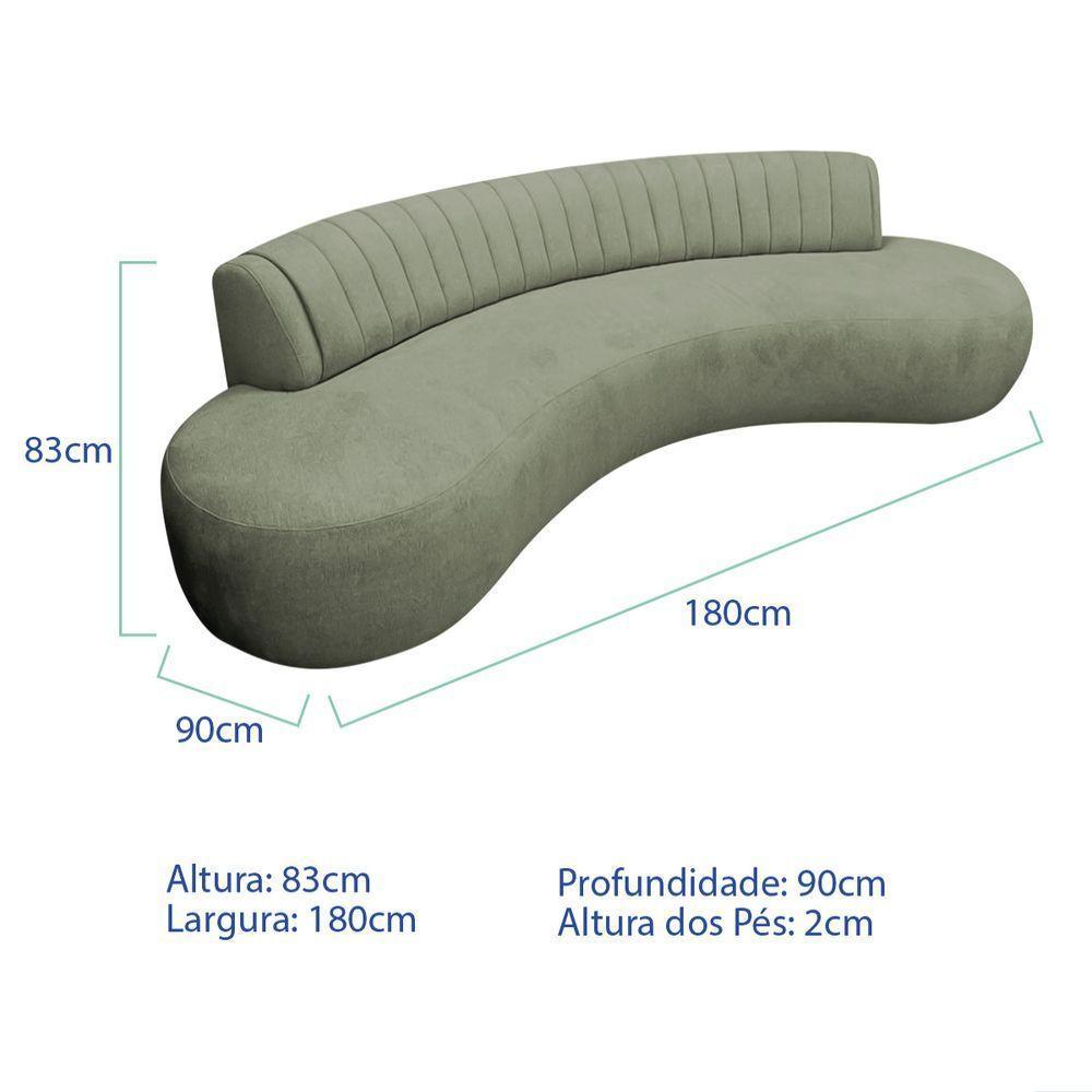 Divã Recamier Celeste Curvo Sala Estar Luxo 180cm Bouclé Cor - 3