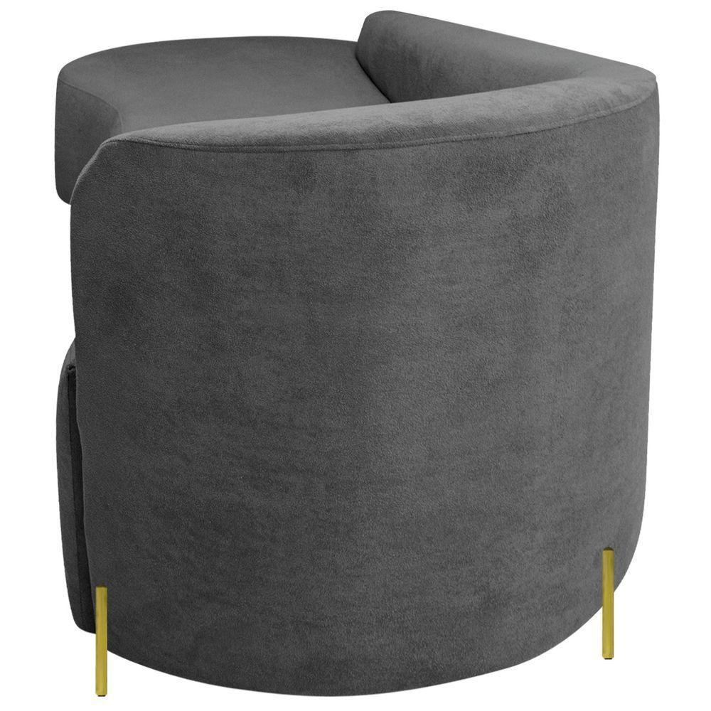 Divã Recamier Orgânico França 160cm Lado Esq Pés Metal Dourado Bouclé Cinza - 5
