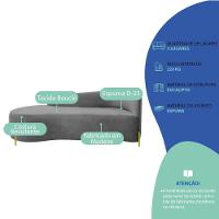 Divã Recamier Orgânico França 160cm Lado Esq Pés Metal Dourado Bouclé Cinza - 7