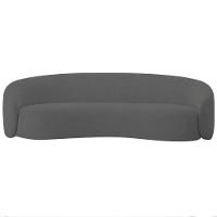 Sofá 2 Lugares Amore 160cm Orgânico Luxo Recepção Escritório Linho Cinza Escuro - 2