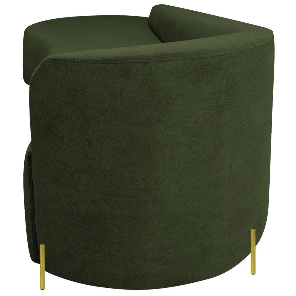 Divã Recamier Orgânico França 160cm Lado Esq Pés Metal Dourado Linho Verde - 5