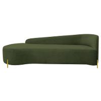 Divã Recamier Orgânico França 160cm Lado Esq Pés Metal Dourado Linho Verde - 2