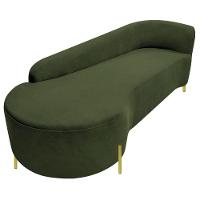 Divã Recamier Orgânico França 160cm Lado Esq Pés Metal Dourado Linho Verde - 3