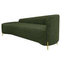 Divã Recamier Orgânico França 160cm Lado Esq Pés Metal Dourado Linho Verde