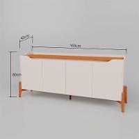 Cristaleira Tifanny E Aparador Classic Com Buffet E Rack Studio Off White Nature - Imcal