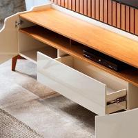 Cristaleira Tifanny E Aparador Classic Com Buffet E Rack Studio Off White Nature - Imcal - 7