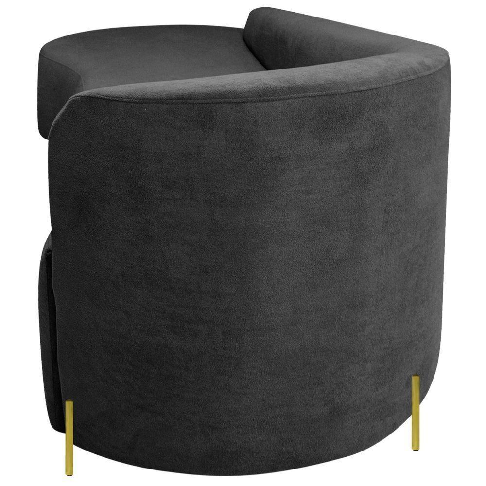 Divã Recamier Orgânico França 160cm Lado Esq Pés Metal Dourado Linho Cinza Escuro - 5