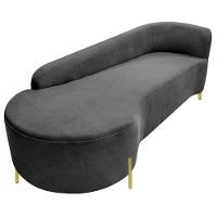 Divã Recamier Orgânico França 160cm Lado Esq Pés Metal Dourado Linho Cinza Escuro - 3