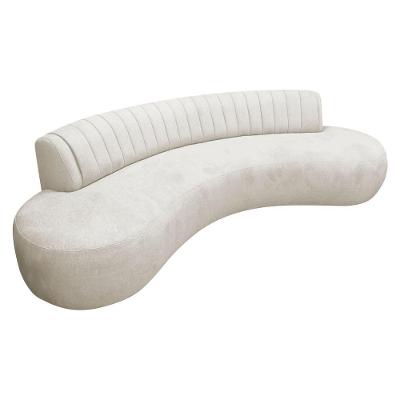 Divã Recamier Celeste Curvo Sala Estar Luxo 180cm Bouclé Branco