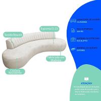 Divã Recamier Celeste Curvo Sala Estar Luxo 180cm Bouclé Branco
