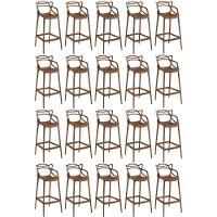 Kit 20 Banquetas Allegra Com Encosto Design Cozinha/bancada - Marrom - 1