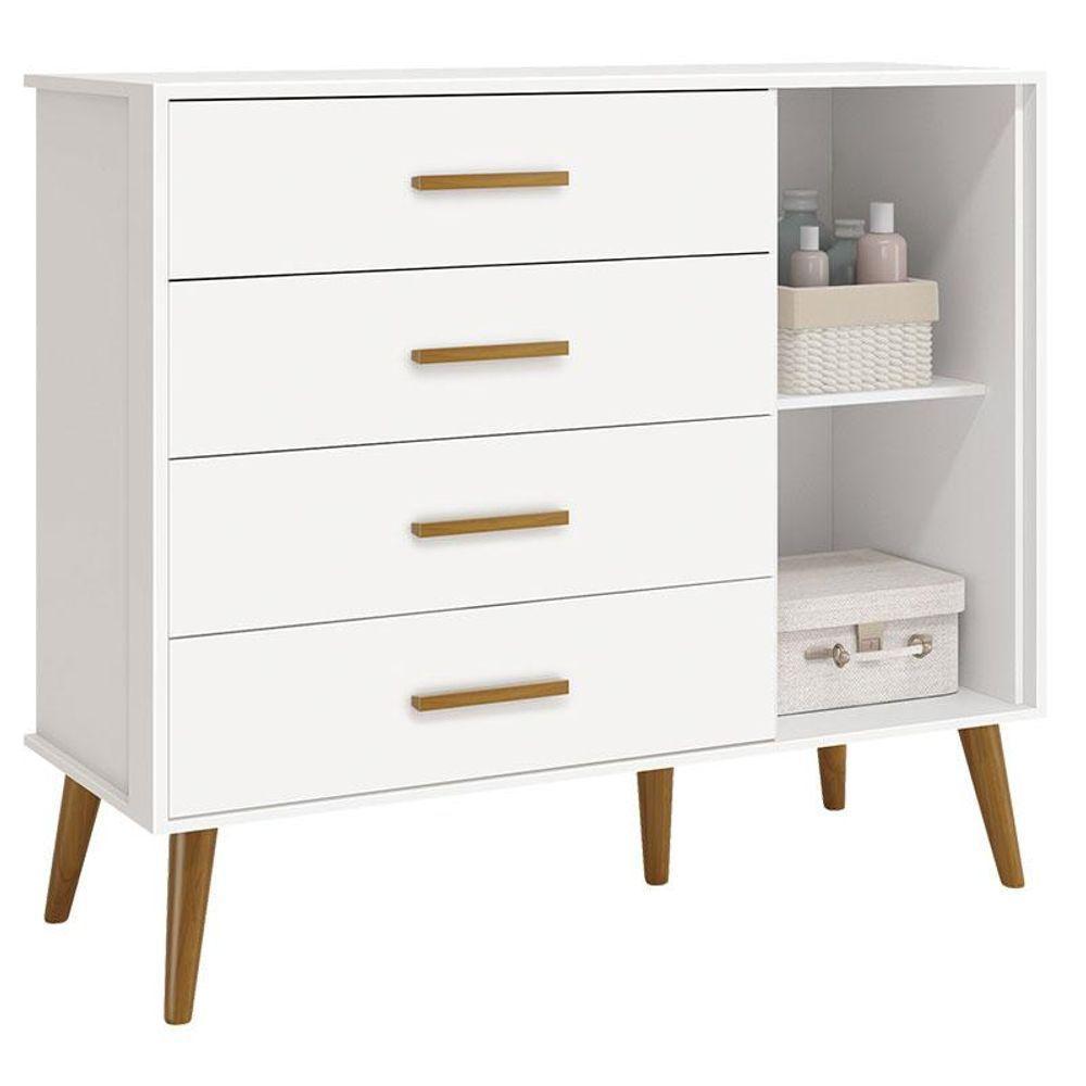 Quarto De Bebê Isis 4 Portas Branco Acetinado Com Colchão Gazin - Reller - 6