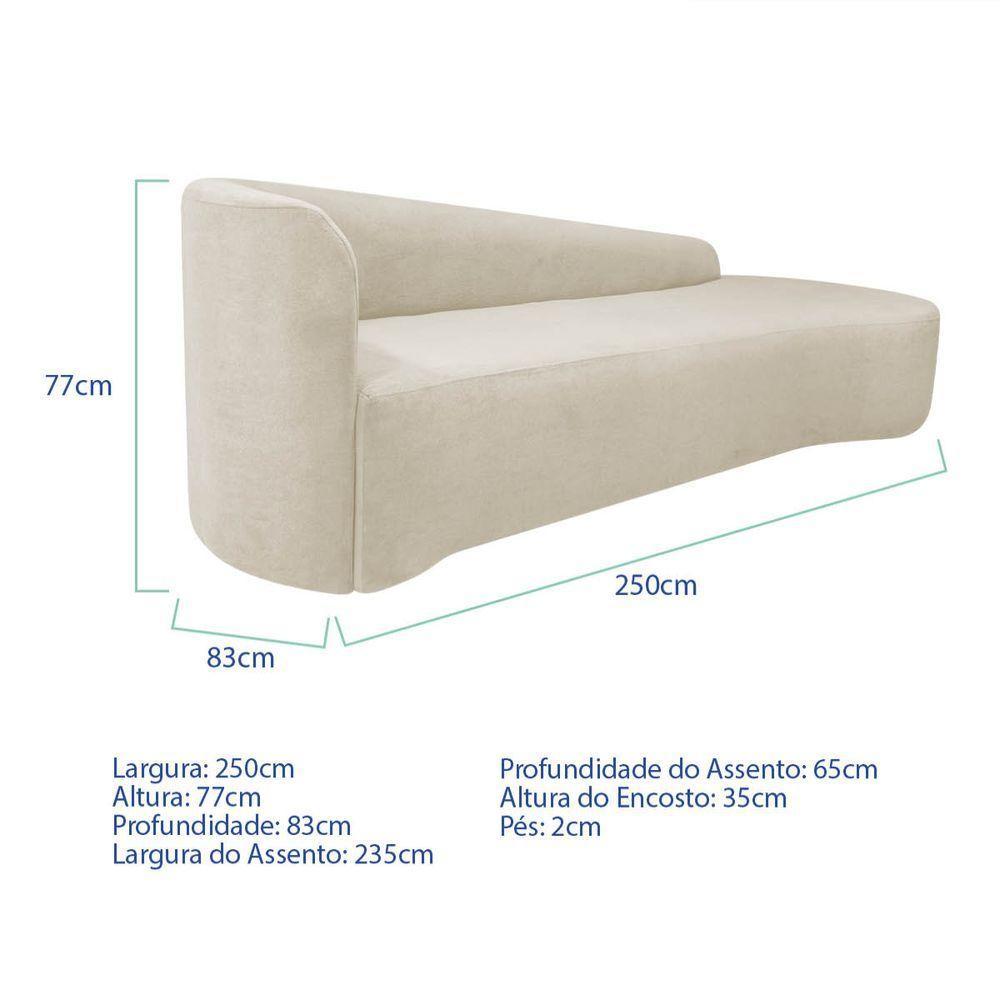 Divã Recamier Orgânico França 250cm Lado Direito Bouclé Bege - 3