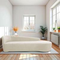 Divã Recamier Orgânico França 250cm Lado Direito Bouclé Bege - 1