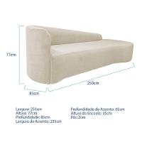 Divã Recamier Orgânico França 250cm Lado Direito Bouclé Bege - 3