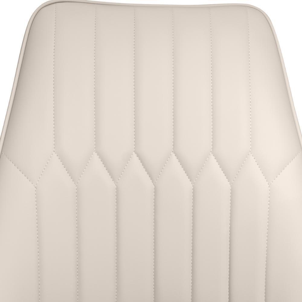 Cadeira De Jantar Estofada Torino Design Italiano Costuras Geométricas Base Em Metal - Bege-cinza Escuro - 9