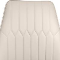 Cadeira De Jantar Estofada Torino Design Italiano Costuras Geométricas Base Em Metal - Bege-cinza Escuro - 9