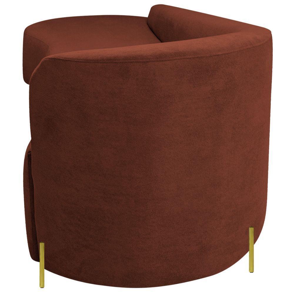 Divã Recamier Orgânico França 160cm Lado Esq Pés Metal Dourado Bouclé Terracota - 5