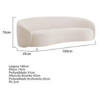 Sofá 2 Lugares Amore 160cm Orgânico Luxo Recepção Escritório Linho Bege - 5