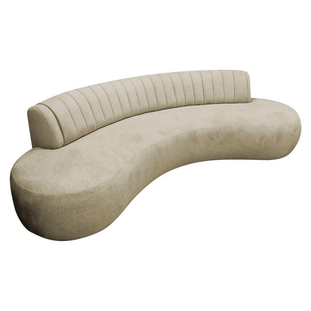 Divã Recamier Celeste Curvo Sala Estar Luxo 180cm Bouclé Bege - 1