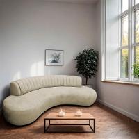 Divã Recamier Celeste Curvo Sala Estar Luxo 180cm Bouclé Bege - 2