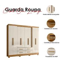Guarda Roupa Casal San Lorenzo E Cômoda Vênus Com Pés Freijó Off White - Moval - 3