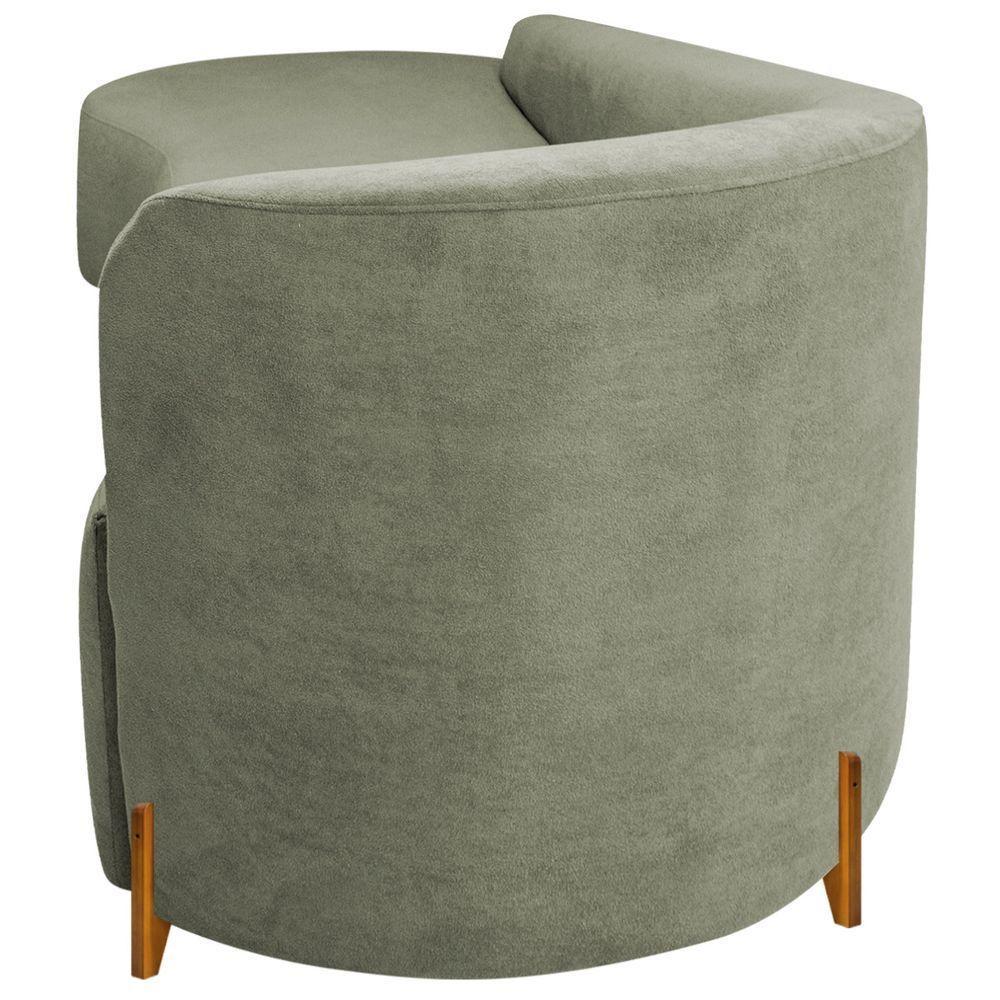 Divã Recamier Orgânico França 160cm Lado Esq Pés Madeira Bouclé Verde Oliva - 5