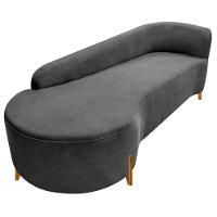 Divã Recamier Orgânico França 160cm Lado Esq Pés Madeira Linho Cor Cinza Escuro - 3