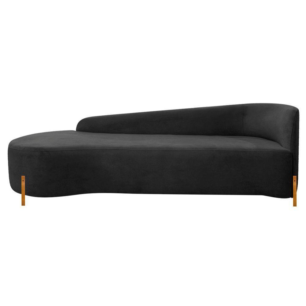 Divã Recamier Orgânico França 160cm Lado Esq Pés Metal Preto Bouclé Preto - 2