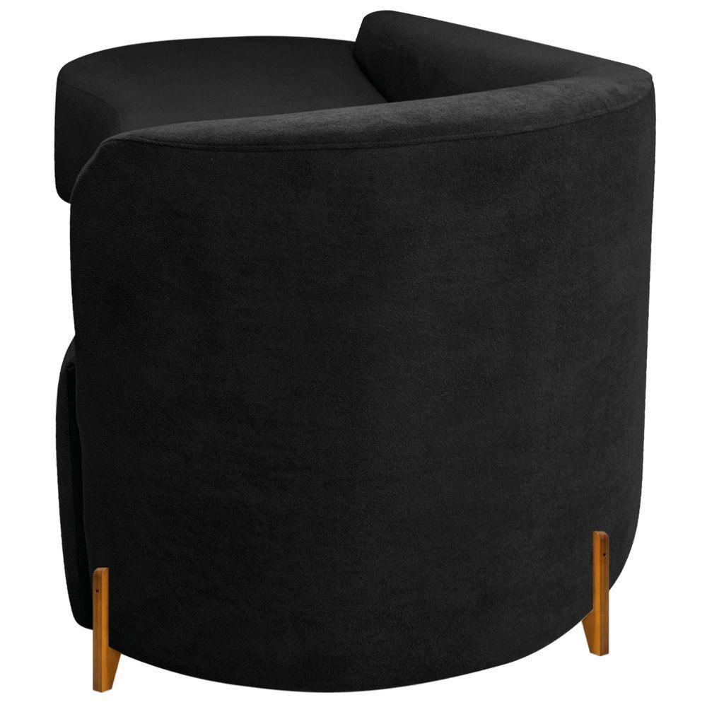 Divã Recamier Orgânico França 160cm Lado Esq Pés Metal Preto Bouclé Preto - 5