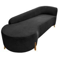 Divã Recamier Orgânico França 160cm Lado Esq Pés Metal Preto Bouclé Preto - 3