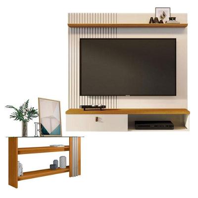 Estante Home Theater Suspenso íris Com Aparador Frizz Cinamomo Off White - Madetec