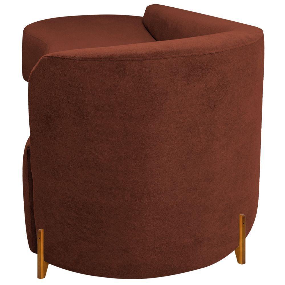 Divã Recamier Orgânico França 160cm Lado Esq Pés Madeira Bouclé Terracota - 5