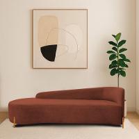 Divã Recamier Orgânico França 160cm Lado Esq Pés Madeira Bouclé Terracota - 1