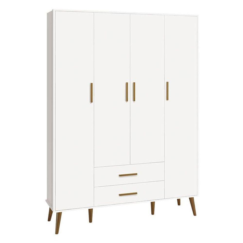 Quarto De Bebê Isis 4 Portas Com Gaveteiro Branco Acetinado Com Colchão Gazin - Reller - 4