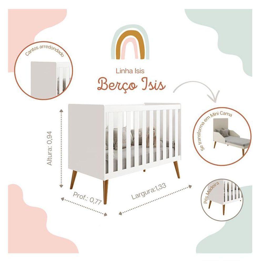 Quarto De Bebê Isis 4 Portas Com Gaveteiro Branco Acetinado Com Colchão Gazin - Reller - 9
