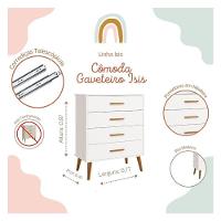 Quarto De Bebê Isis 4 Portas Com Gaveteiro Branco Acetinado Com Colchão Gazin - Reller - 3