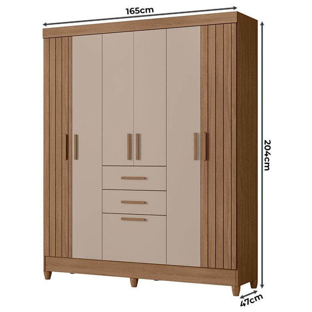 Guarda Roupa Solteiro Malta E Cômoda Dhara Carvalho Fendi - Moval - 4