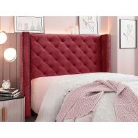 Cabeceira Estofada Egito Spz 160cm Casal Veludo - Amarena Móveis Vinho-2229 - 2