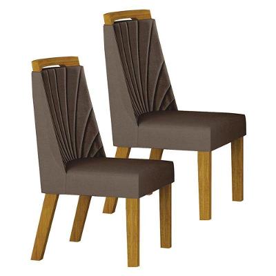Cadeira Para Mesa De Jantar Liz Mdf Kit 2 Peças Freijó Joli Camurça - Leifer Móveis