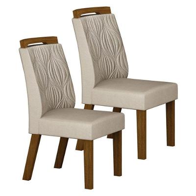 Cadeira Para Mesa De Jantar Ilhéus Mdf Kit 2 Peças Joli Palha - Leifer Móveis