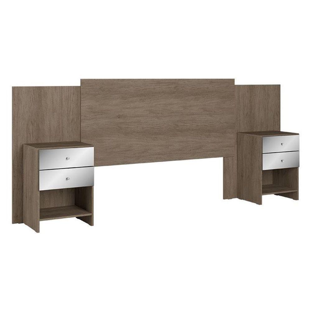 Guarda Roupa Casal Nobre 6 Portas Rustic Off White E Cabeceira Com Mesas De Cabeceira Formosa Glass Rustic- Thb - 5