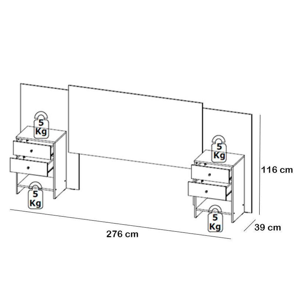 Guarda Roupa Casal Nobre 6 Portas Rustic Off White E Cabeceira Com Mesas De Cabeceira Formosa Glass Rustic- Thb - 6